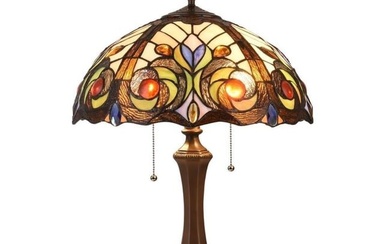 Victorian Style Stained Art Glass Table Lamp