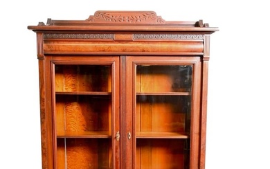 Victorian Walnut & Burl Bookcase
