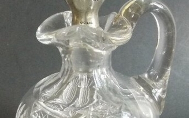 Victorian hand cut crystal glass cruet, silver stopper