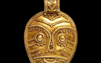 Viking Filigree Gold Pendant with Norse God Head, c.
