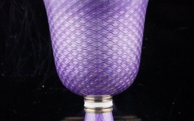 Vintage 88 Silver and Purple Guilloche Enamel Goblet