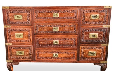 Vintage Anglo Indian Rosewood Campaign Style Chest