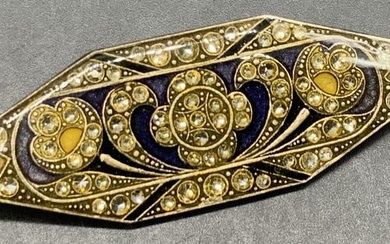 Vintage Art Deco Style Bejeweled Enamel Brooch