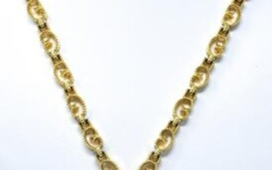 Vintage C 1970s D'Orlan Gilt Metal Necklace