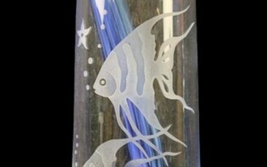 Vintage Caithness Scotland Art Glass Fish Vase