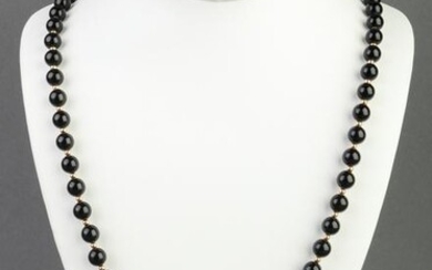 Vintage Onyx Bead Continuous Necklace