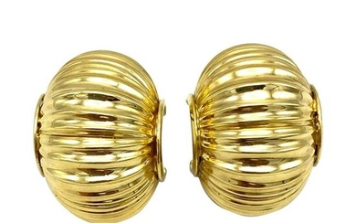 Vintage Yellow Gold Large & Wide Hoop Earrings