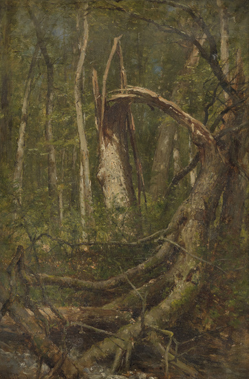 WORTHINGTON WHITTREDGE The Fallen Oak. Oil on canvas. 575x390 mm; 22 5/8x15 1/4...