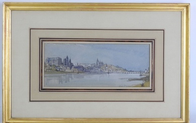William Callow (1812-1908) : Vue de Blois depuis la Loire. Aquarelle. Monogrammé en bas à...