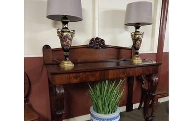 William IV mahogany console table with carved gallery back r...