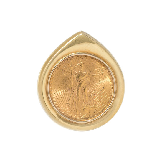 YELLOW GOLD AND US $20 LIBERTY COIN SLIDE PENDANT