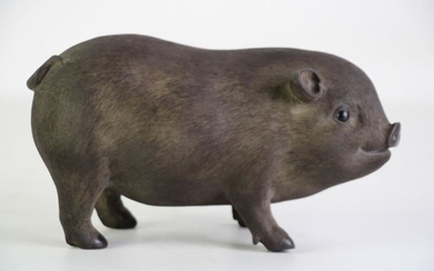 Yixing Potted Pig With Factory Stamp To Foot, L22.5cm
