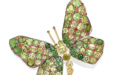 a gemstone butterfly brooch