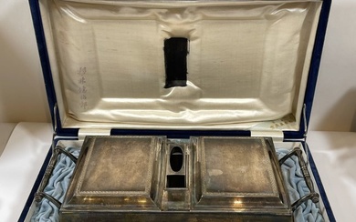 c1900 Japanese Silver Smoking Set in Presentation Box