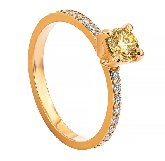 0.71 tcw Diamond Ring - 14 kt. Pink gold - Ring - 0.46 ct Diamond - 0.25 ct Diamonds