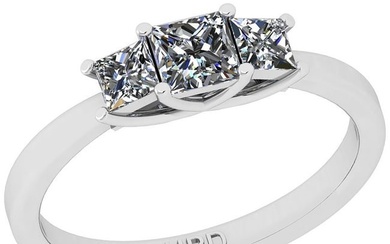 1.00 Ctw SI2/I1 Gia Certified Center Diamond 14K White Gold three Stone Ring