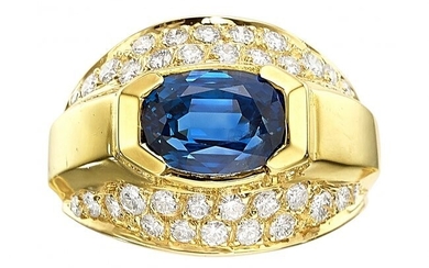 10013: Peter Lindeman Sapphire, Diamond, Gold Ring Sto