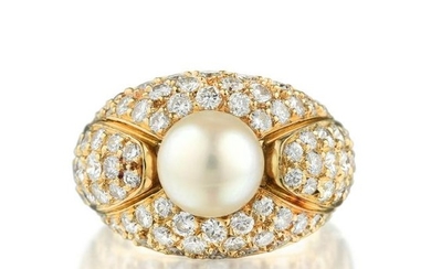 Cartier Cultured Pearl and Diamond Ring