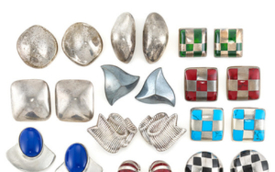 Group of Sterling Silver and Enamel Earrings
