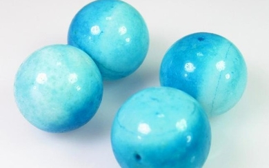 35.23 Ct Genuine 4 Drilled Blue Opal Round Ball Beads