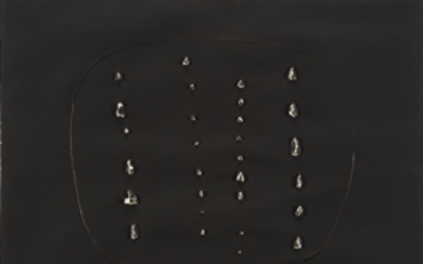 Lucio Fontana ( Rosario 1899 - Comabbio 1968 ) , "Concetto spaziale" 1964 etching printed in black with reliefs and holes cm 50x63.5 Signed lower right and numbered 29/50 2RC...