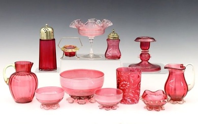 12 pc Victorian Cranberry Glass