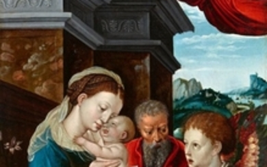 Bernard van Orley, follower of, The Holy Family with Two Angels