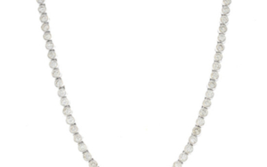 An 18ct gold diamond line necklace.