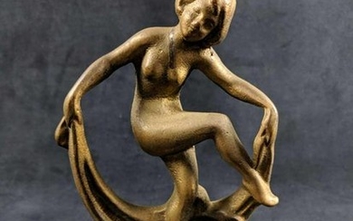1930's Art Deco Bronze Dancing Girl Book End