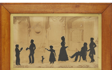 AUGUSTE EDOUART (1789-1861) FRAMED SILHOUETTE PORTRAIT GROUP, DATED 1831...