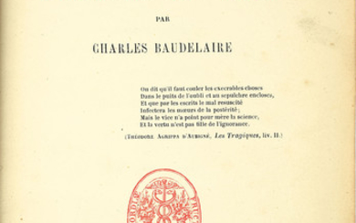 BAUDELAIRE, Charles (1821-1867). Les Fleurs du mal. Paris: Poulet-Malassis et de Broise, 1857.