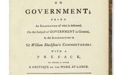 [BENTHAM, JEREMY.] A Fragment on Government; being, An Examination of what is delivered,...
