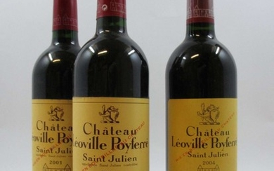 3 bouteilles 2 bts : CHÂTEAU LEOVILLE POYFERRE 2001 2è GC Saint Julien (étiquettes fanées)