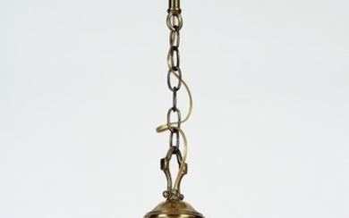 BRASS GLASS CHANDELIER URN AND SWAG C.1930