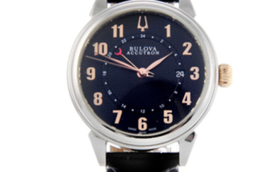 BULOVA - a gentleman's stainless steel Accutron Gemini GMT wrist watch.