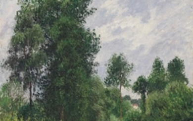 Camille Pissarro (1830-1903), Paysage avec peupliers, temps gris, Eragny