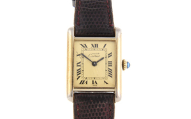 CARTIER - a gold plated silver Must De Cartier wrist watch.