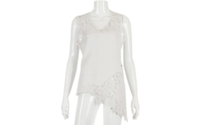 Chanel White Crochet Top, 2010s, cotton body with...