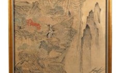 Chinese Large Gilt Framed Scroll