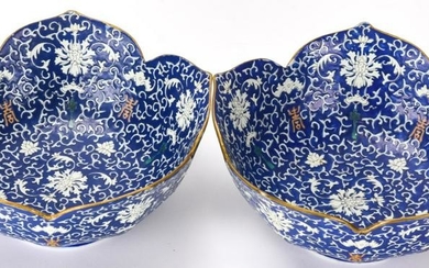 2 Chinese Lotus Form Porcelain Bowls