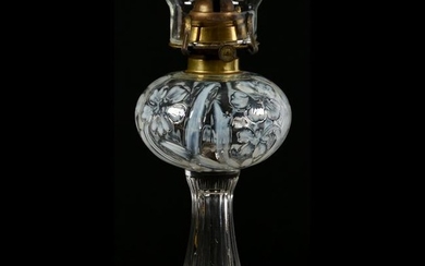 Clear Opalescent Pattern Glass Kerosene Lamp