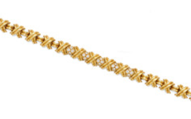 A diamond and 18k gold 'X' bracelet,, Tiffany & Co.