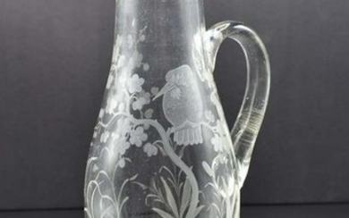 ENGLISH ETCHED COLORLESS GLASS EWER