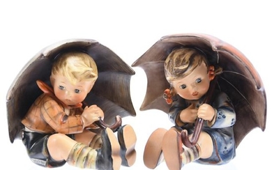 Pair Figurines, Hummel, Umbrella Boy & Girl
