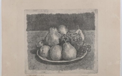 GIORGIO MORANDI Still life with pear and egg.