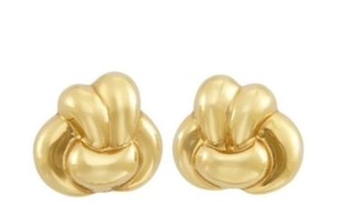 Pair of Gold Knot Earclips, Verdura