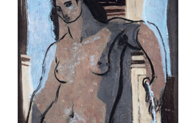 JEAN SOUVERBIE (1891-1981) Femme la Fontaine, 1973 Oil on canvas;...