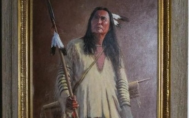 John Gawne b1952 Native American Portrait Painting