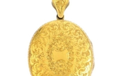 A late Victorian gold locket. Of oval outline, with