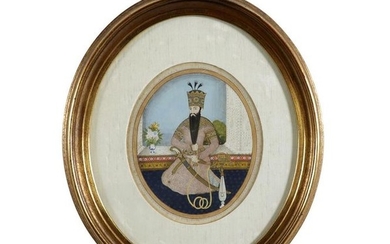 Persian School 19th Century A nobleman seated, hol…
